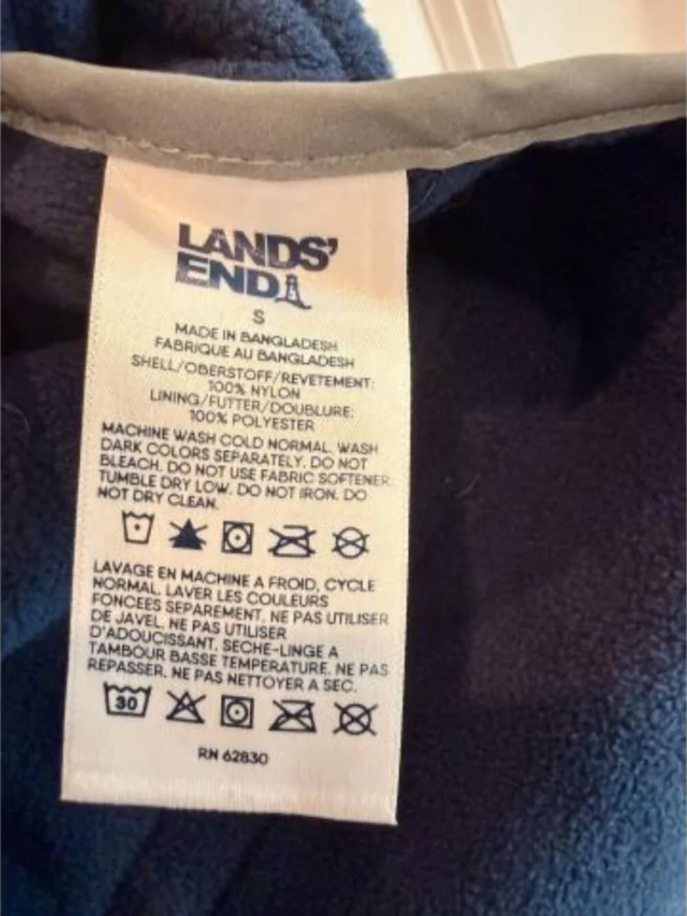 Lands' End Dog Solid Squall Jacket Small in Mariner Blue